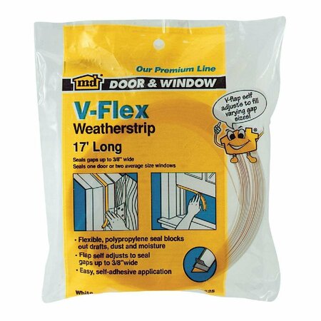 M-D White 17' 7/8in. V-Flex Weatherstrip 03525